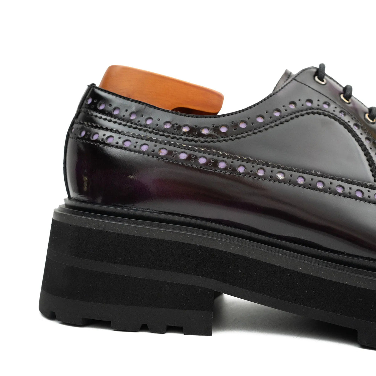 Purple Wingtip Calf Leather Derby Shoes