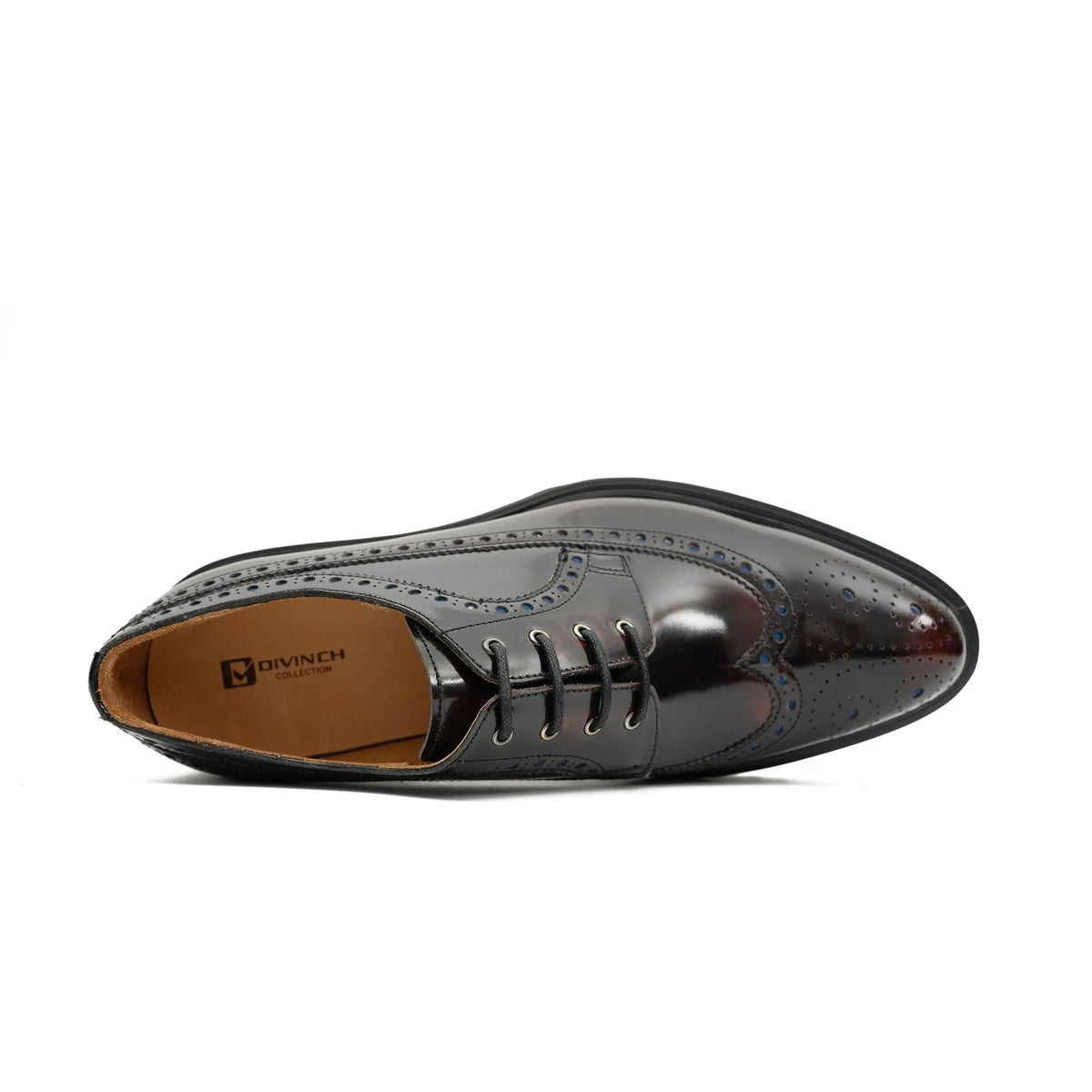 Wine Red Wingtip Calf Leather Derby Shoes