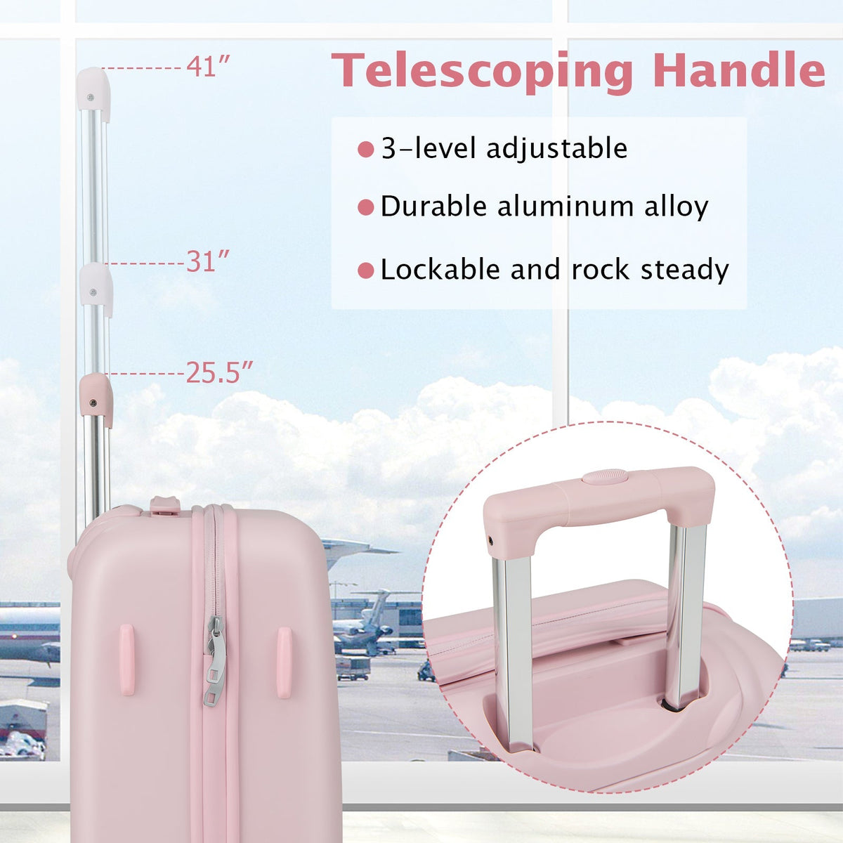 Hardside Luggage with Spinner Wheels with TSA Lock and Height Adjustable Handle