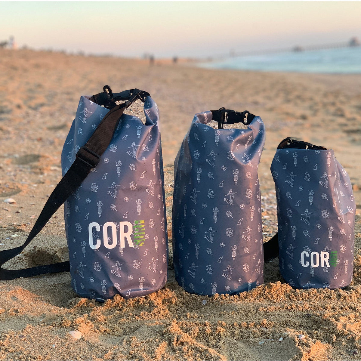 Bolsas estancas (estampado hawaiano): 3L, 5L, 10L, 15L y paquetes de 3