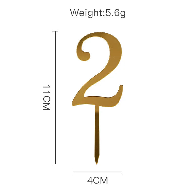 Sparkling 0-9 Number Happy Birthday Cake Topper Gold Acrylic Wedding Cake Topper Kids Birthday Party Cake decoration Baby shower