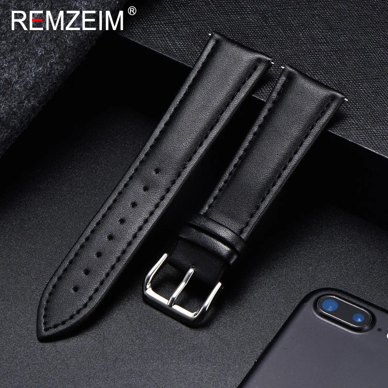 OnePlus Leather Watch Band, Soft Calfskin Strap with Silver Buckle