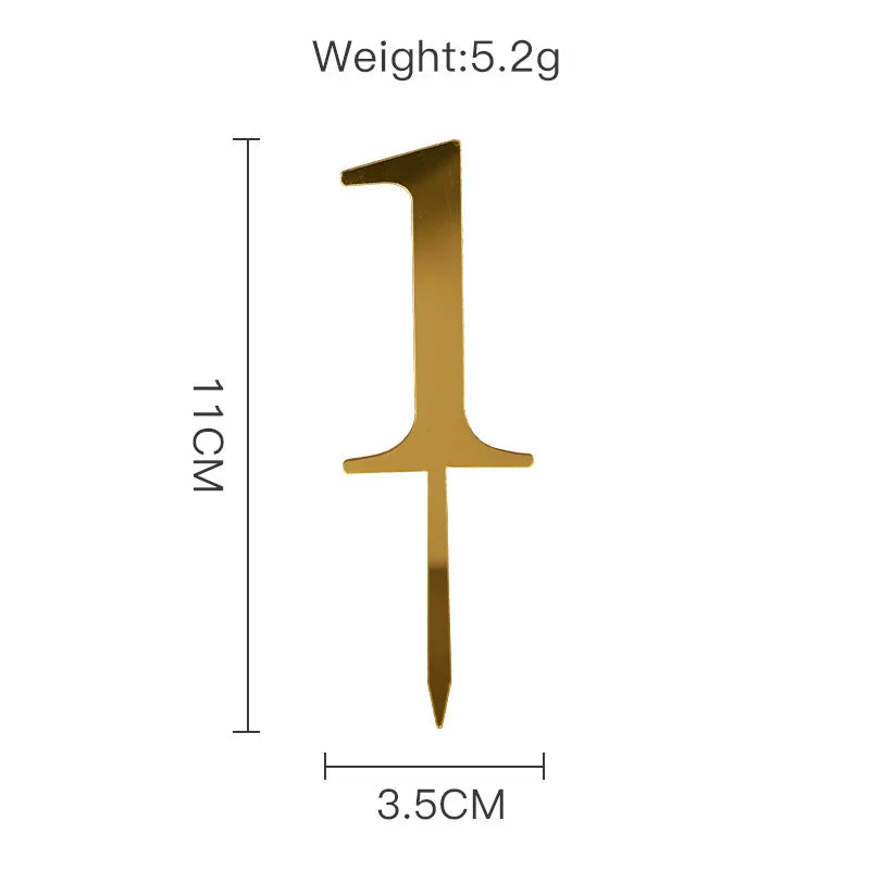 Sparkling 0-9 Number Happy Birthday Cake Topper Gold Acrylic Wedding Cake Topper Kids Birthday Party Cake decoration Baby shower