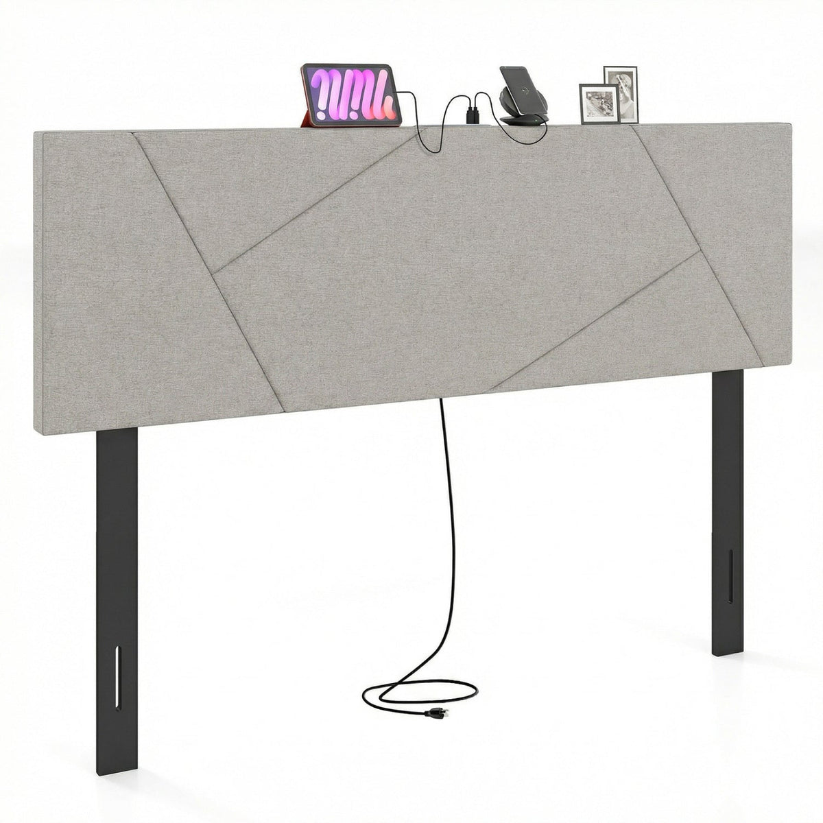 Headboard for Full Size Bed and Queen Geometric Upholstered Head Board