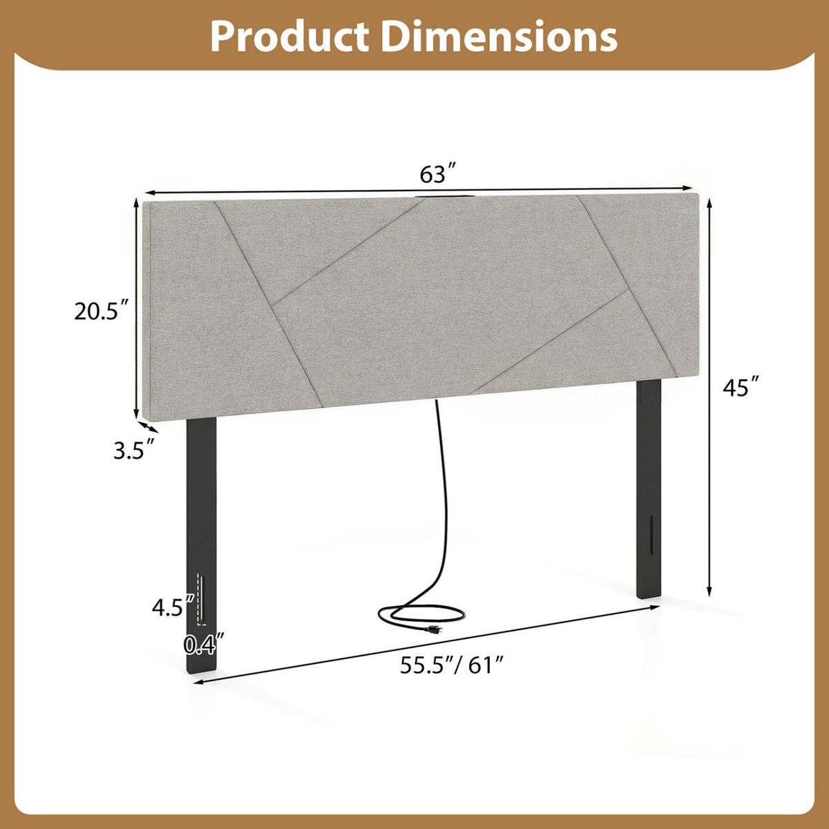 Headboard for Full Size Bed and Queen Geometric Upholstered Head Board