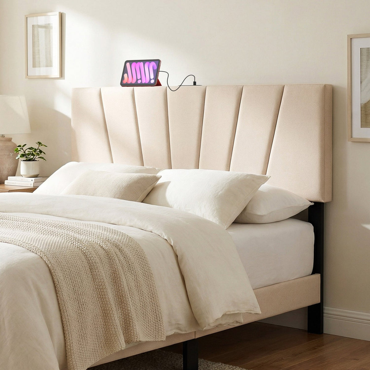 Headboard for Queen and Full Size Bed Geometric Upholstered Head Board