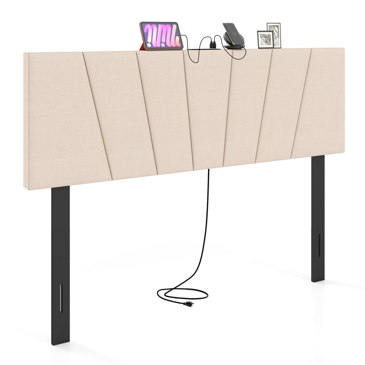 Headboard for Queen and Full Size Bed Geometric Upholstered Head Board
