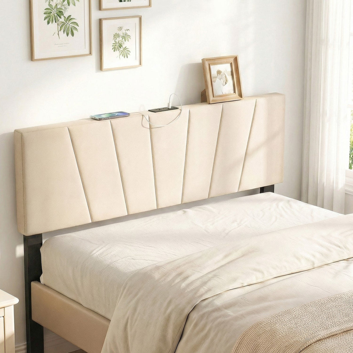Headboard for Queen and Full Size Bed Geometric Upholstered Head Board