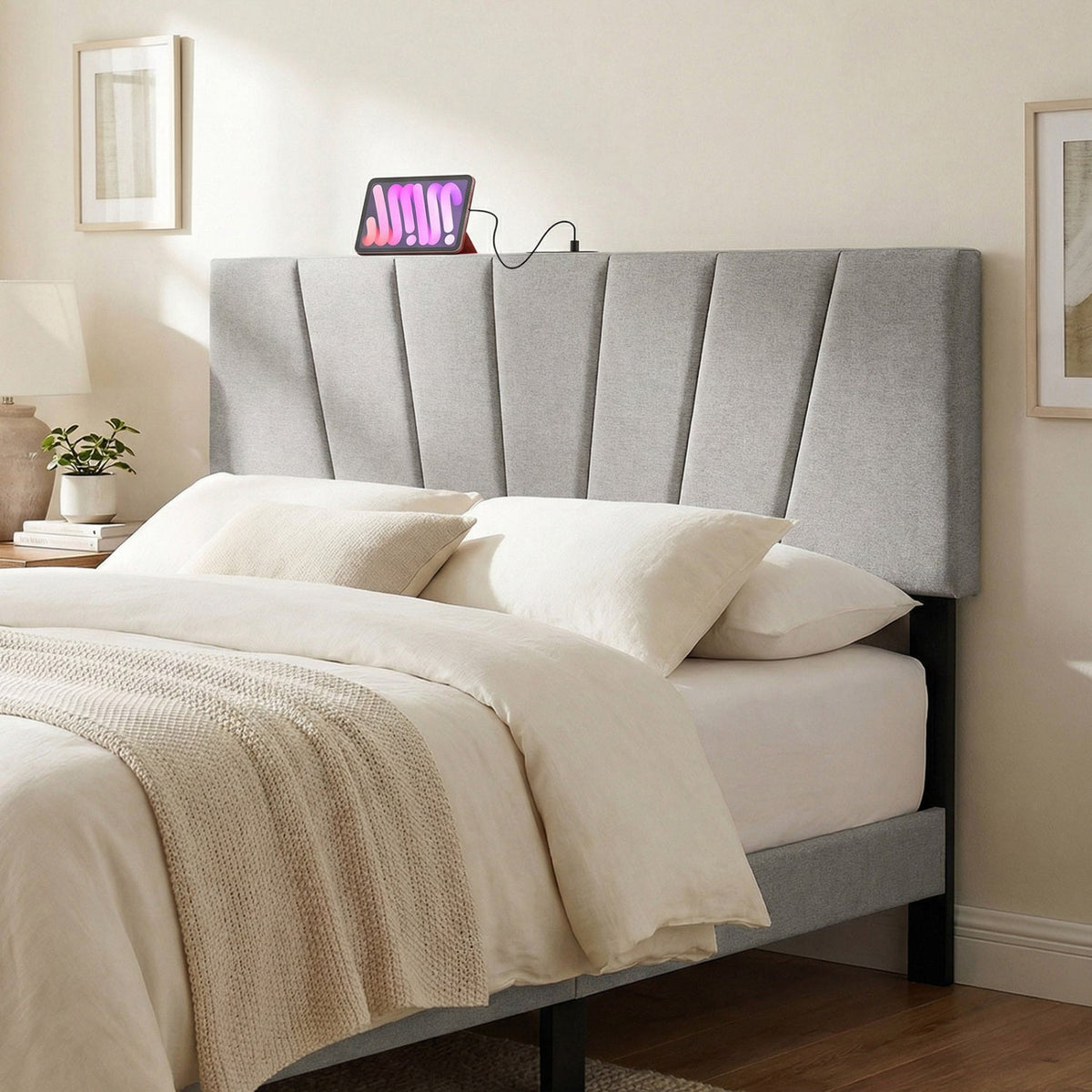 Headboard for Queen and Full Size Bed Geometric Upholstered Head Board