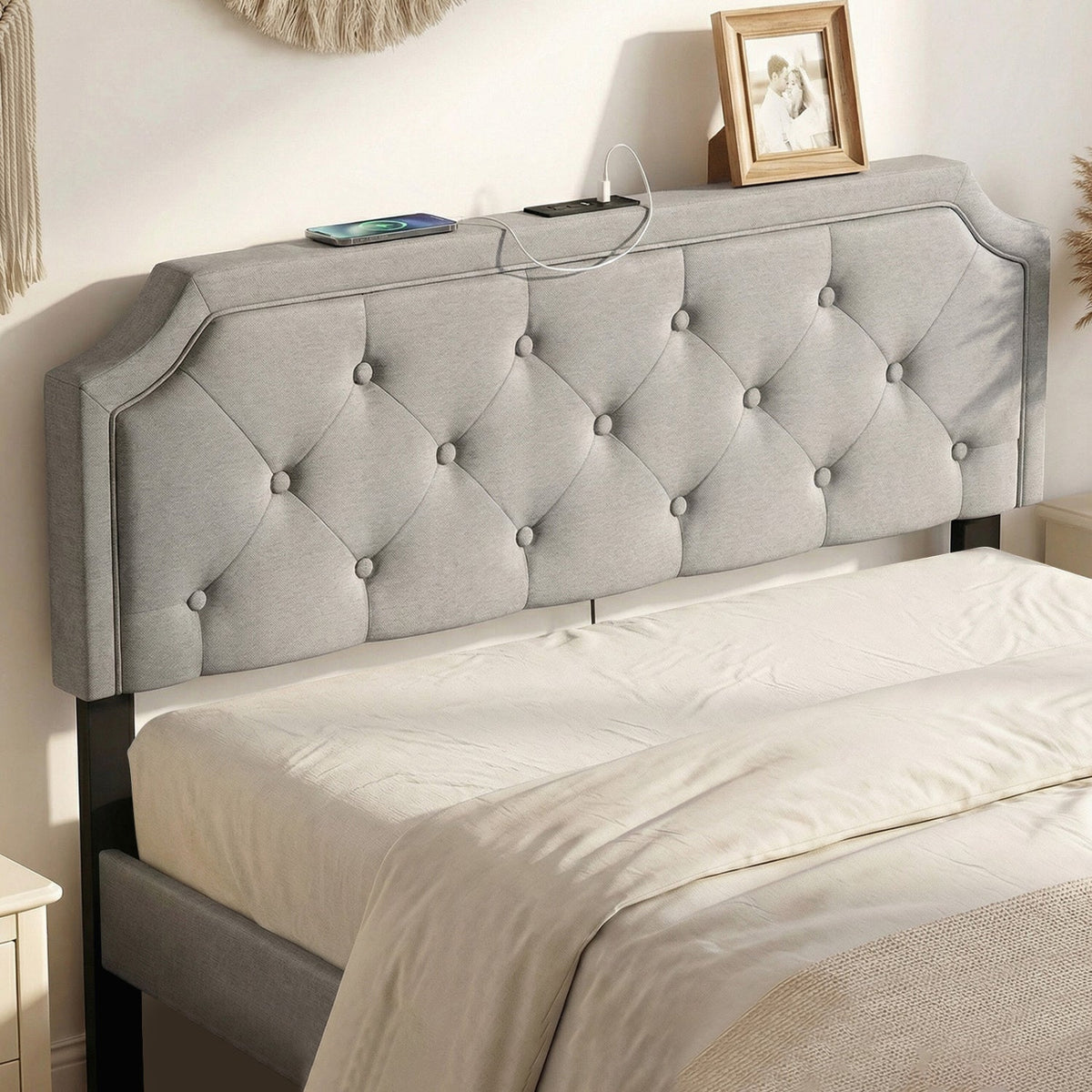 Headboard for Queen and Full Size Bed Tufted Upholstered Head Board