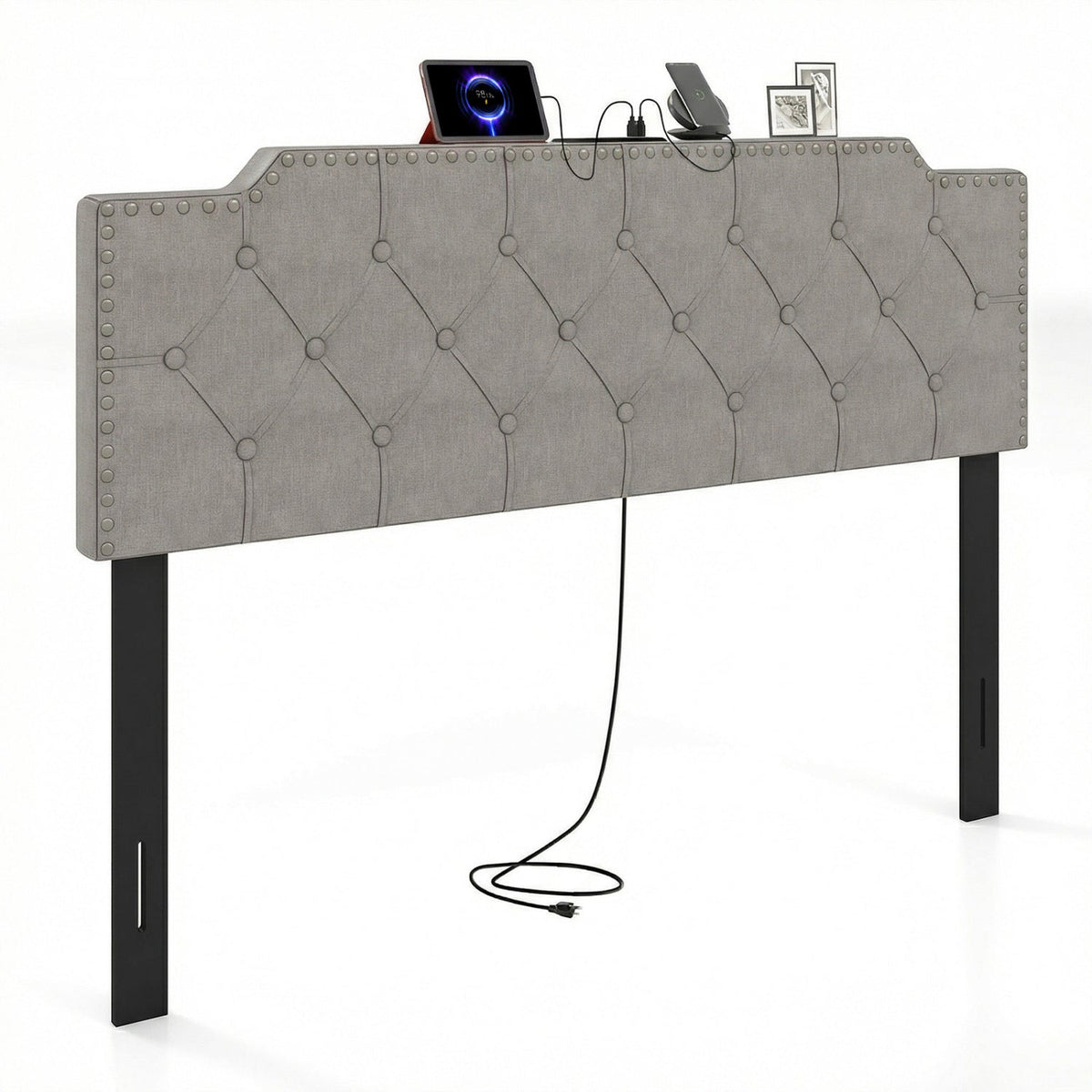 Headboard for Queen and Full Size Bed Rivet Tufted Upholstered Head Board