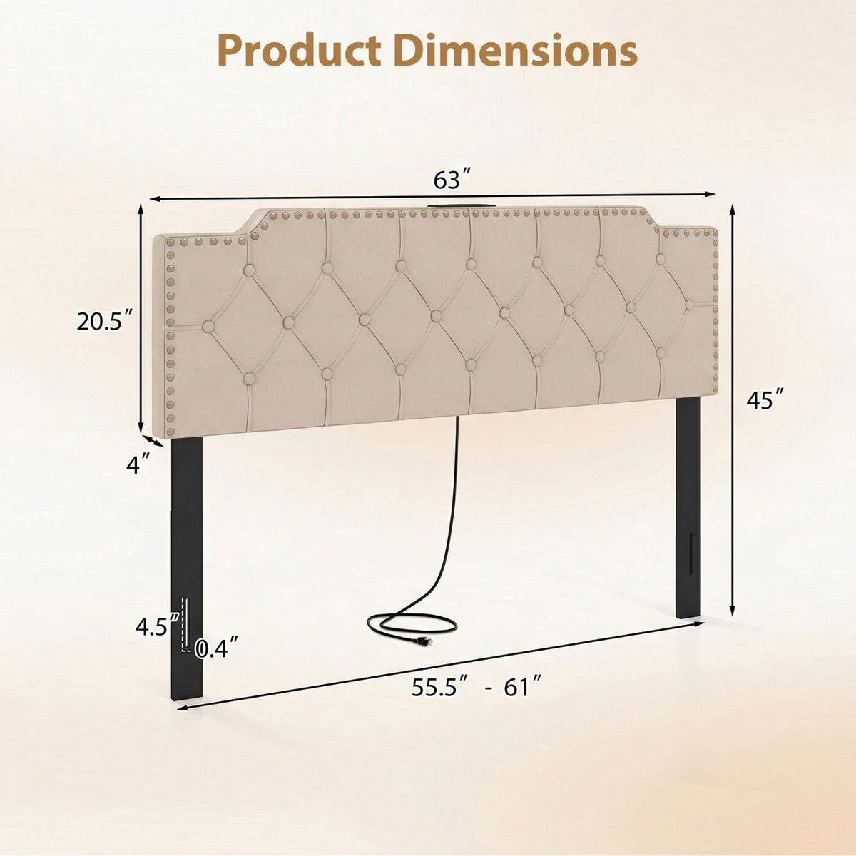 Headboard for Queen and Full Size Bed Rivet Tufted Upholstered Head Board