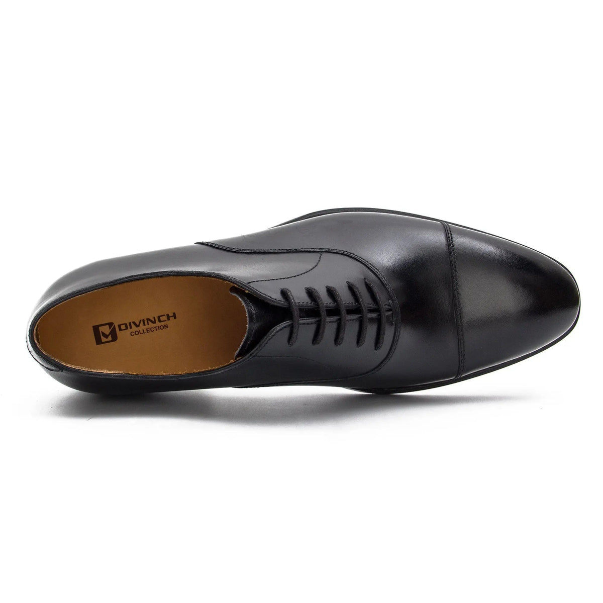 Black Cap-Toe Calf Leather Oxford Shoes