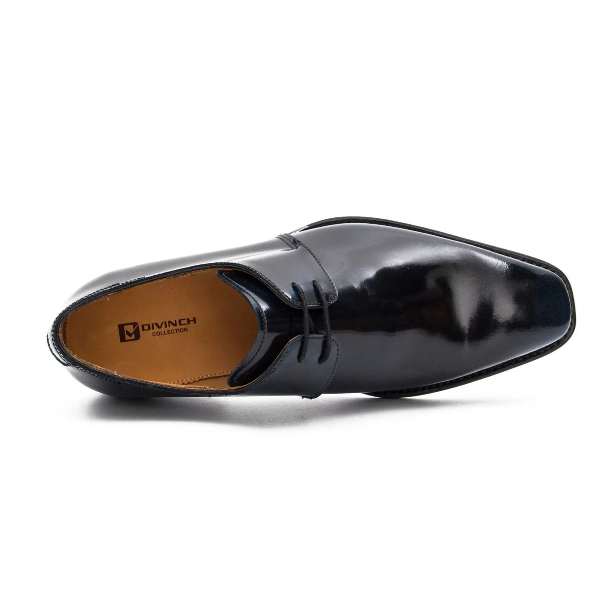 Blue-Black Plain-Toe Cow Leather Derby Shoes
