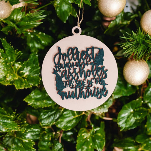 Imperfect Jolliest Handcrafted Wooden 3D Christmas Ornament Set Limited Edition Tree Decor