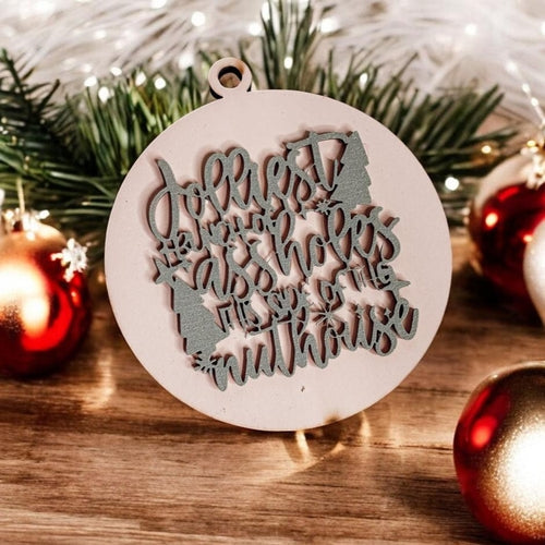 Imperfect Jolliest Handcrafted Wooden 3D Christmas Ornament Set Limited Edition Tree Decor