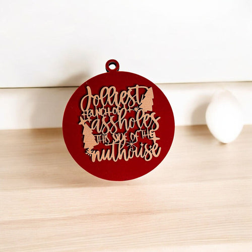 Imperfect Jolliest Handcrafted Wooden 3D Christmas Ornament Set Limited Edition Tree Decor