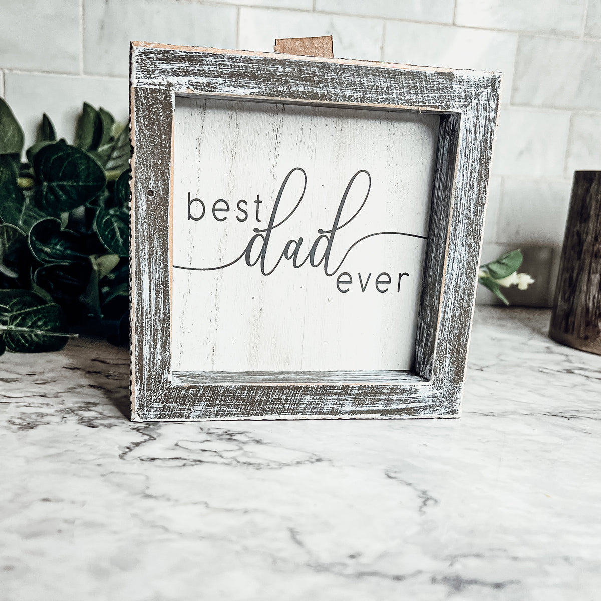 Best Dad Ever Wooden Framed Sign 5x5 Gift For Fathers Day Birthday Home Decor