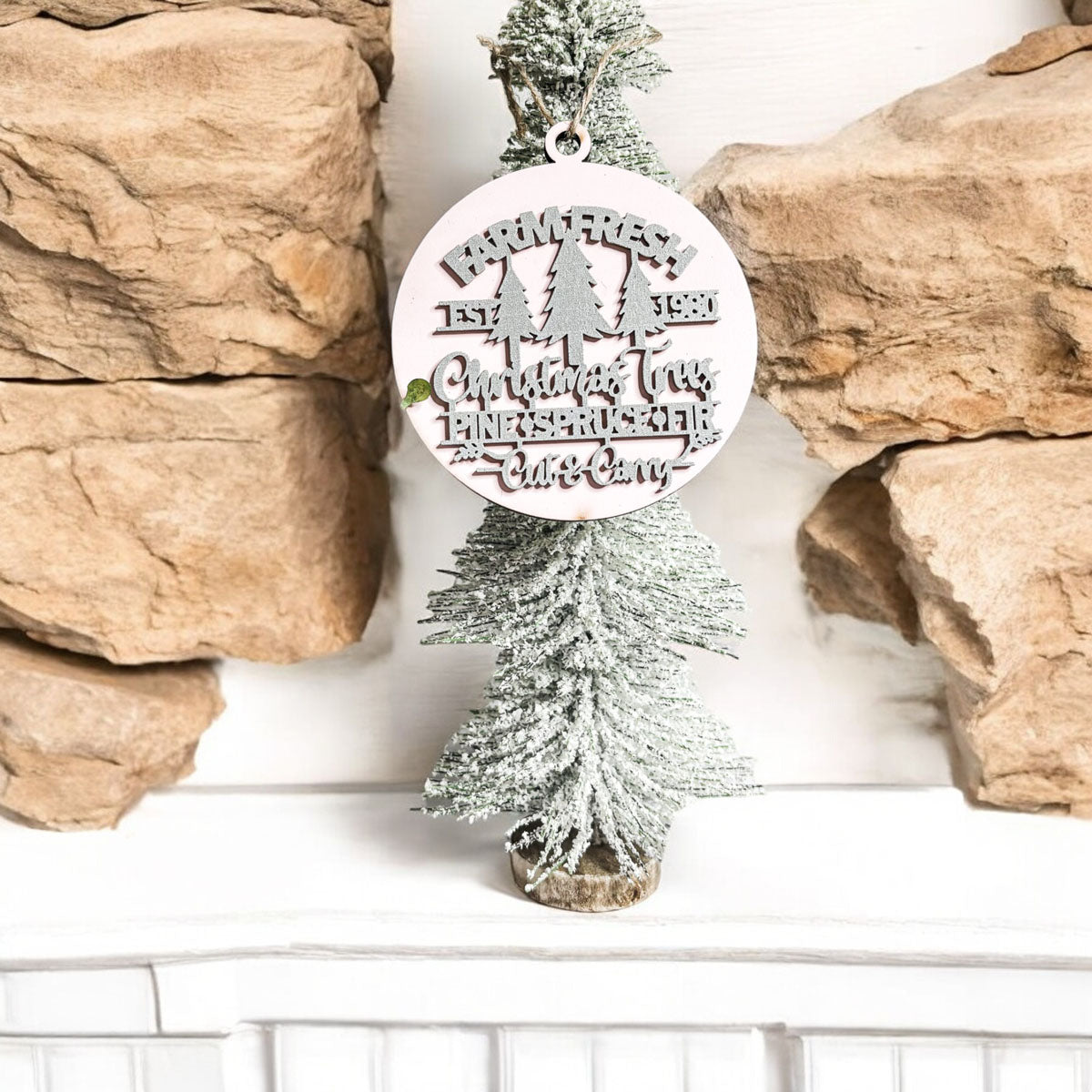 Handcrafted 3D Wooden Christmas Ornaments Farm Fresh Imperfect Set Tree Hanging Holiday Decor