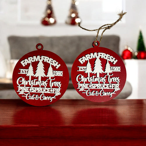 Handcrafted 3D Wooden Christmas Ornaments Farm Fresh Imperfect Set Tree Hanging Holiday Decor