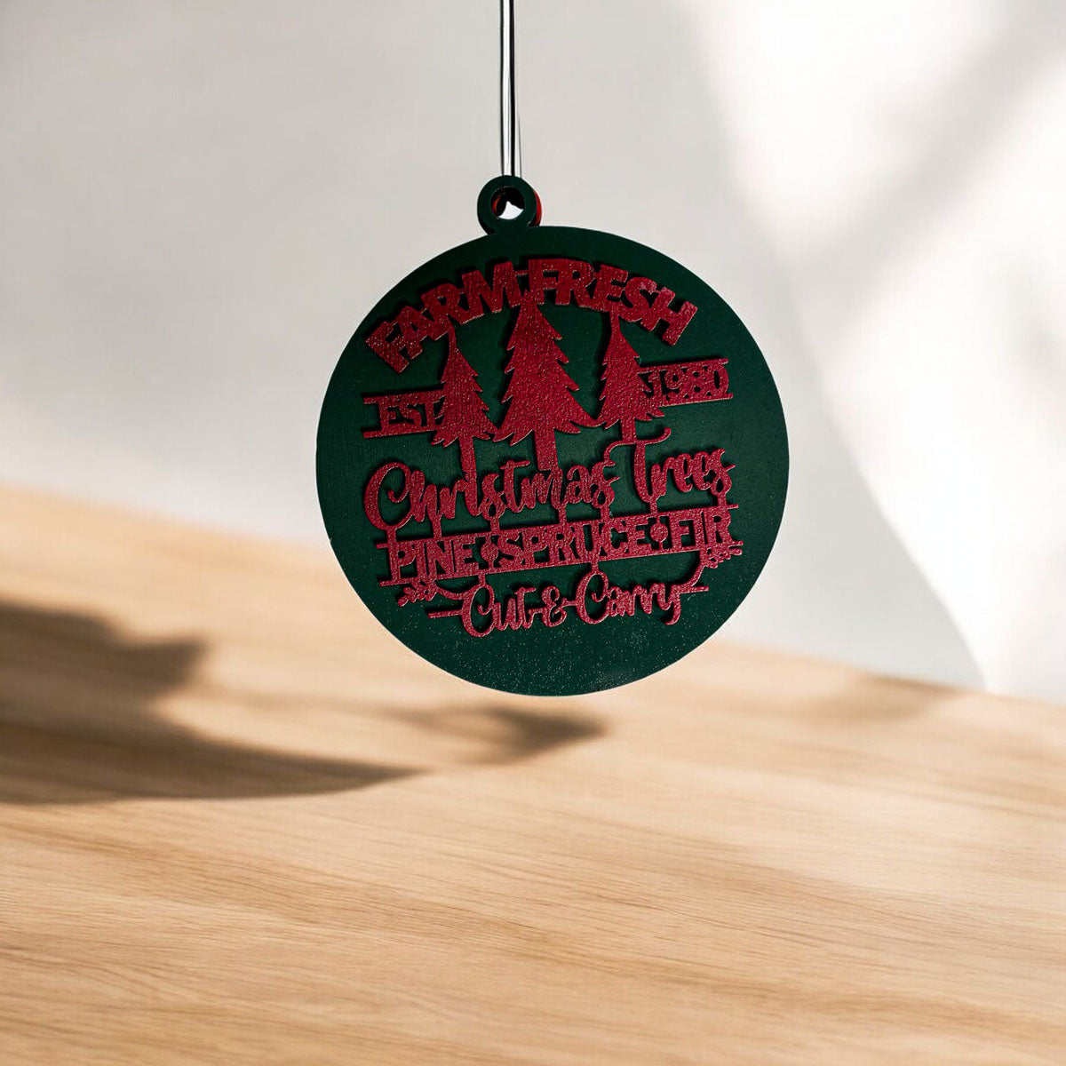 Handcrafted 3D Wooden Christmas Ornaments Farm Fresh Imperfect Set Tree Hanging Holiday Decor