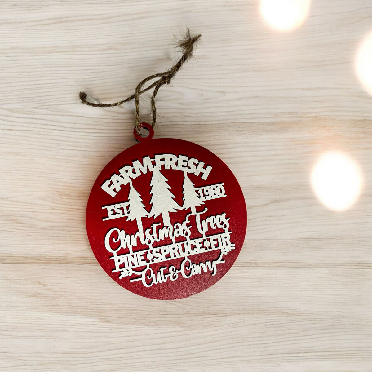 Handcrafted 3D Wooden Christmas Ornaments Farm Fresh Imperfect Set Tree Hanging Holiday Decor