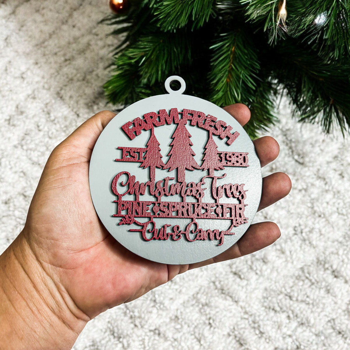 Handcrafted 3D Wooden Christmas Ornaments Farm Fresh Imperfect Set Tree Hanging Holiday Decor