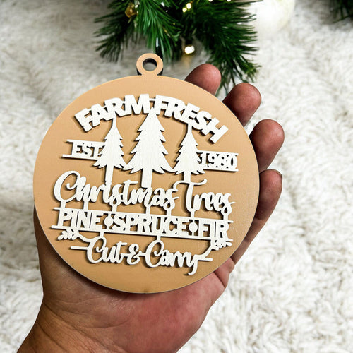Handcrafted 3D Wooden Christmas Ornaments Farm Fresh Imperfect Set Tree Hanging Holiday Decor
