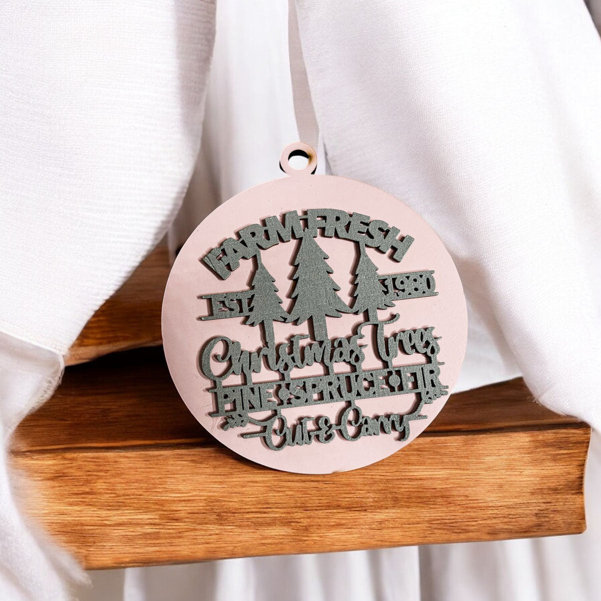 Handcrafted 3D Wooden Christmas Ornaments Farm Fresh Imperfect Set Tree Hanging Holiday Decor