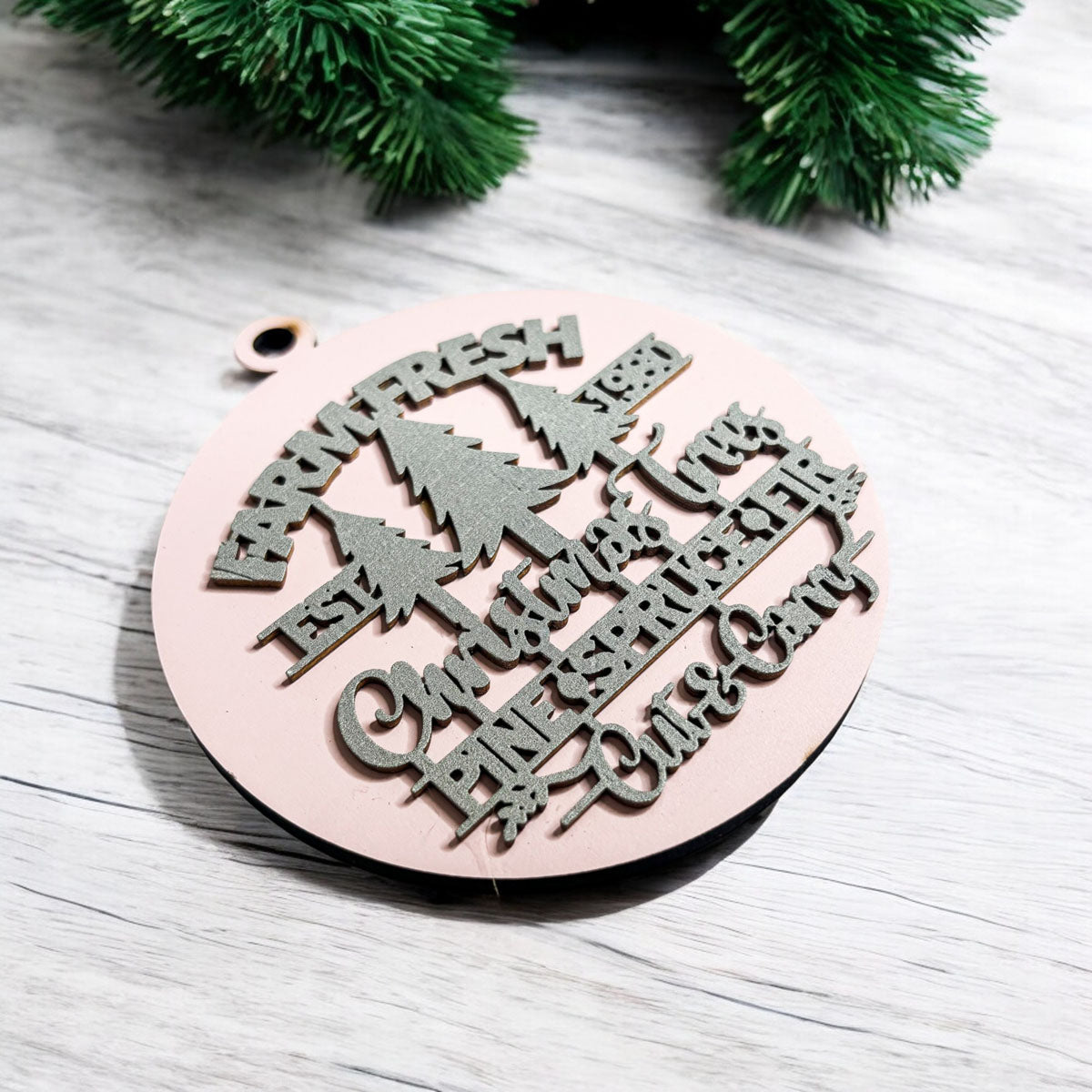 Handcrafted 3D Wooden Christmas Ornaments Farm Fresh Imperfect Set Tree Hanging Holiday Decor