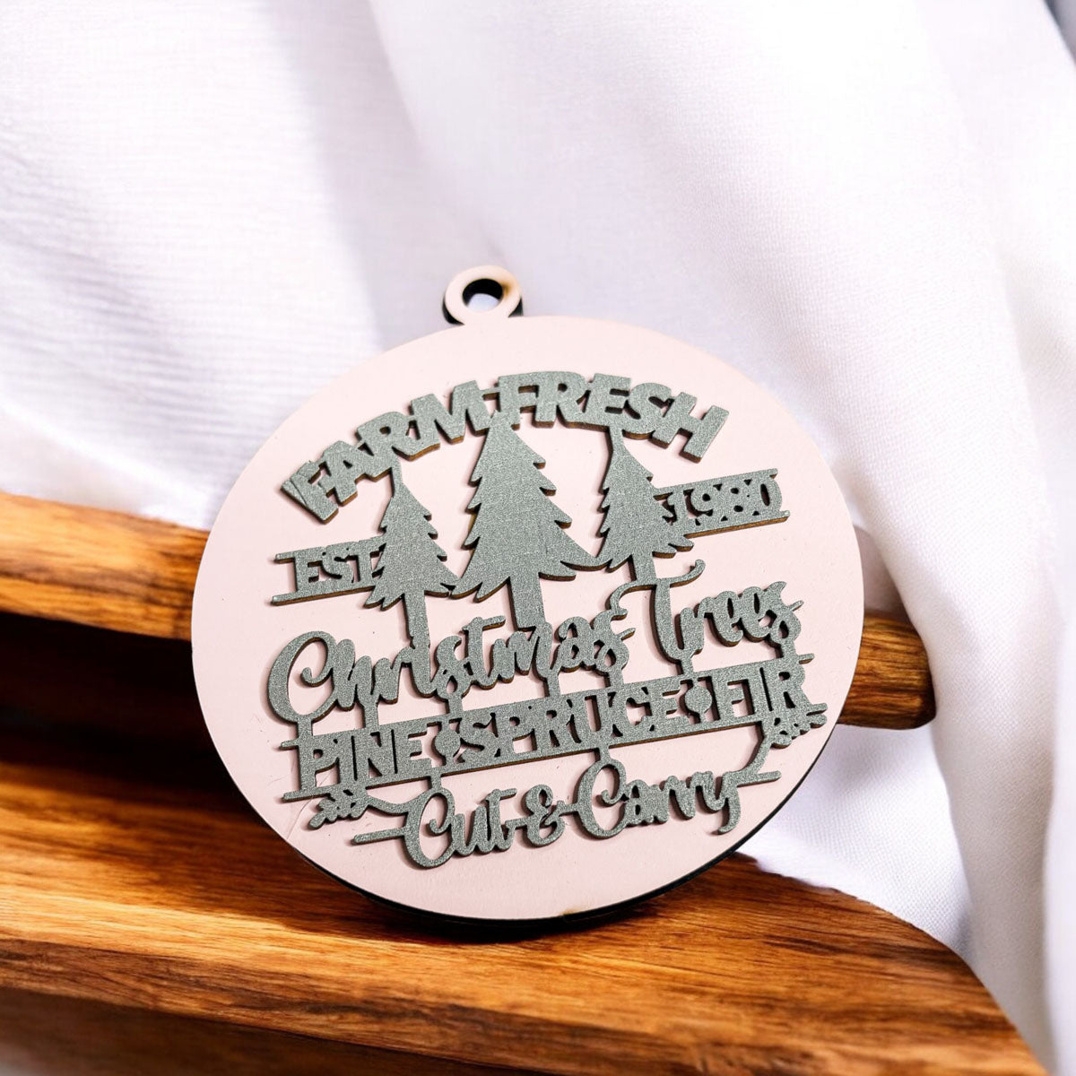 Handcrafted 3D Wooden Christmas Ornaments Farm Fresh Imperfect Set Tree Hanging Holiday Decor