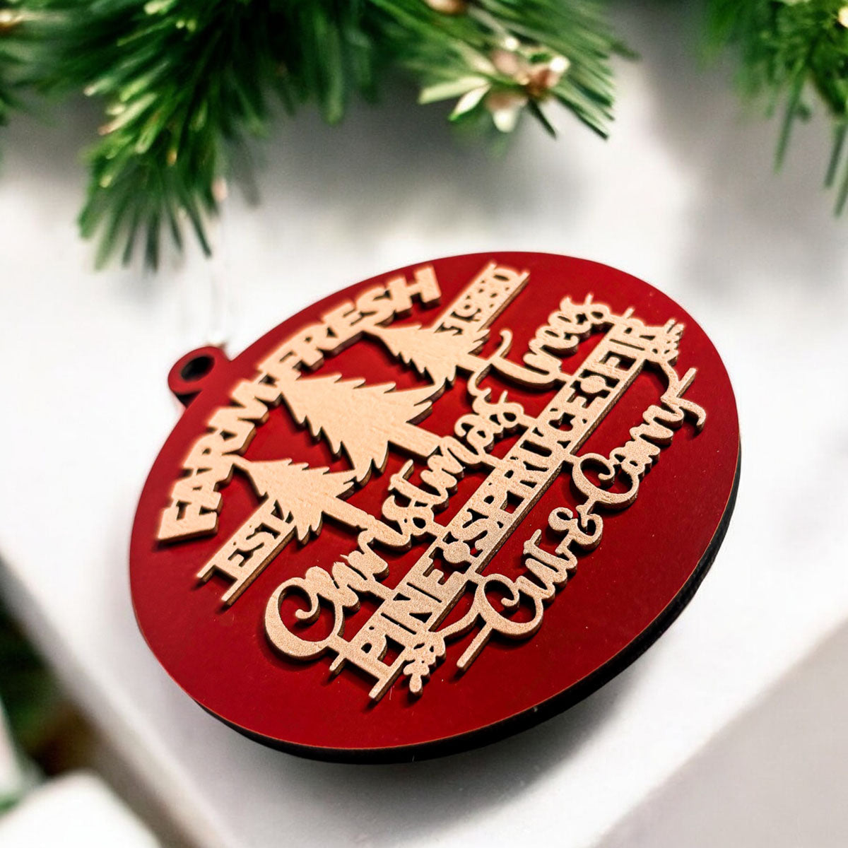 Handcrafted 3D Wooden Christmas Ornaments Farm Fresh Imperfect Set Tree Hanging Holiday Decor