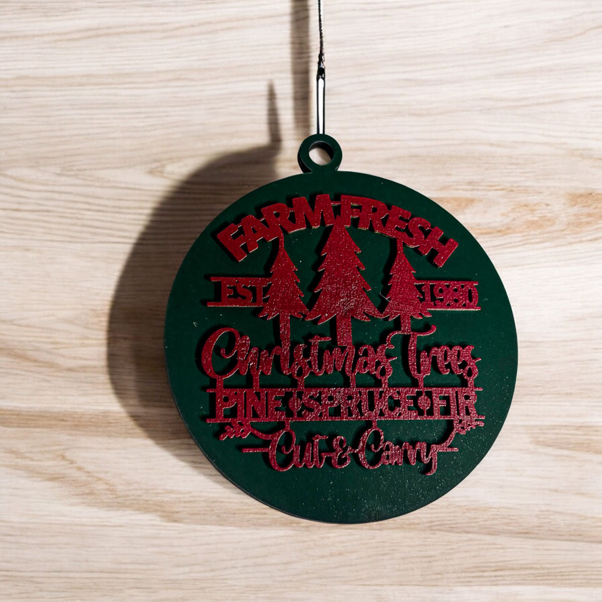 Handcrafted 3D Wooden Christmas Ornaments Farm Fresh Imperfect Set Tree Hanging Holiday Decor