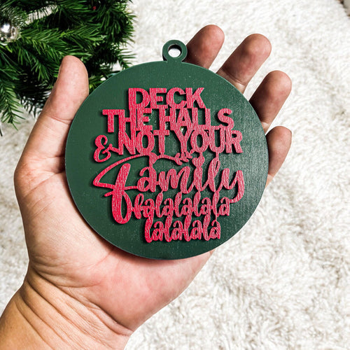 Deck The Halls 12 Colors Wooden Holiday Ornament With Cheeky Fa La La Lyrics And Rustic Finish