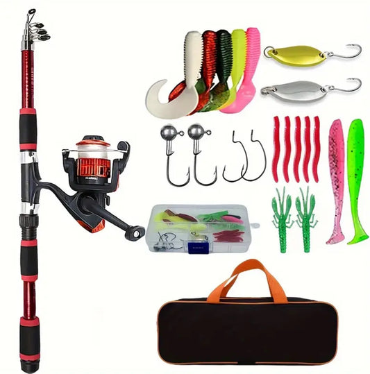 All-in-One Fishing Kit – Telescopic Rod, Reel, Tackle