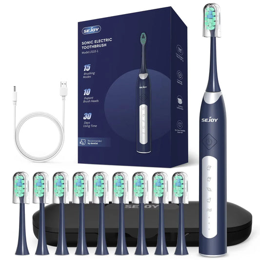 Sonic Electric Toothbrush with 10 Microfiber Brush Heads