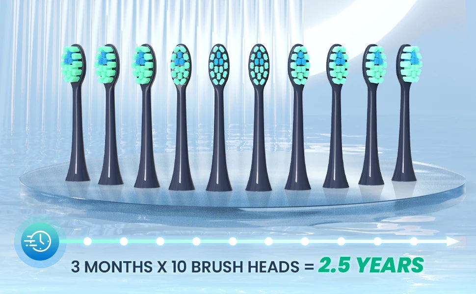 Sonic Electric Toothbrush with 10 Microfiber Brush Heads