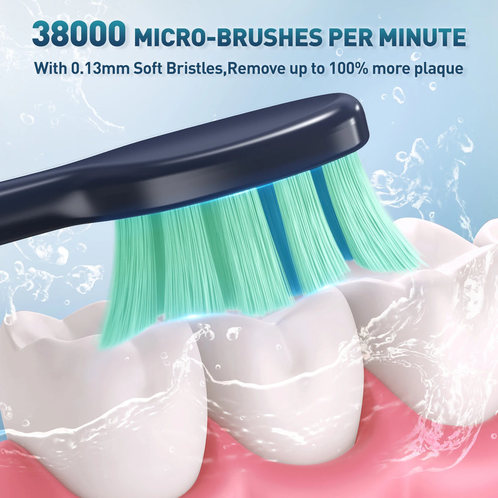 Sonic Electric Toothbrush with 10 Microfiber Brush Heads