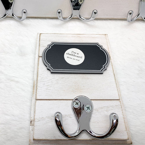 Chalkboard Wood Coat Hanger - Triple Hook Board With 3 Chalk Labels 15x6.75