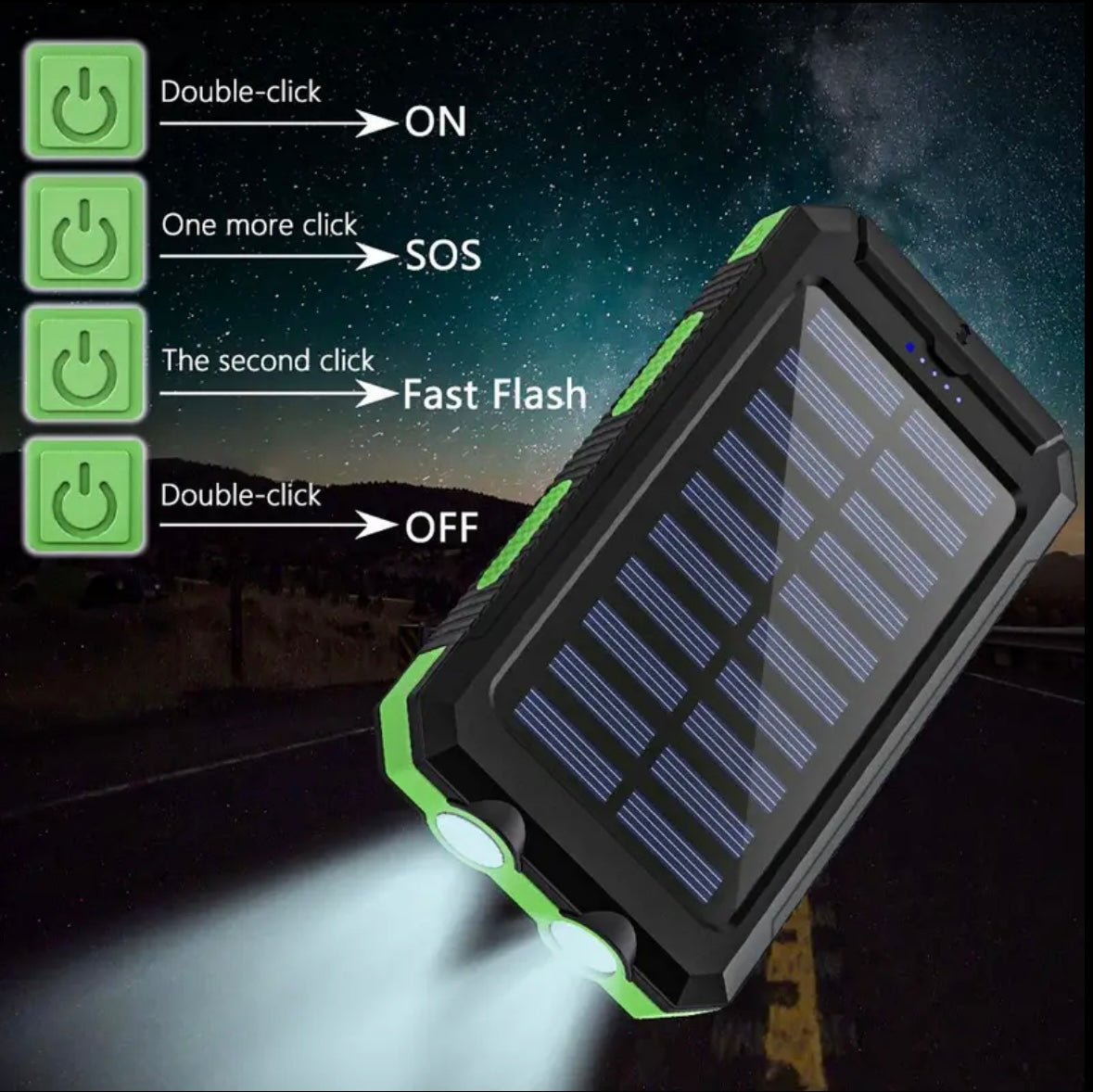 30000mAh Large Capacity Portable Charger | Solar Power Bank with LED Flashlight