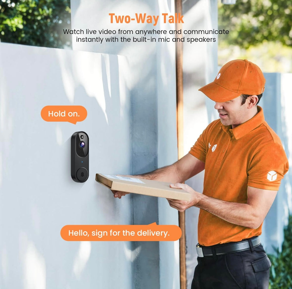 Wireless Smart 1080P Video Doorbell w/Chime
