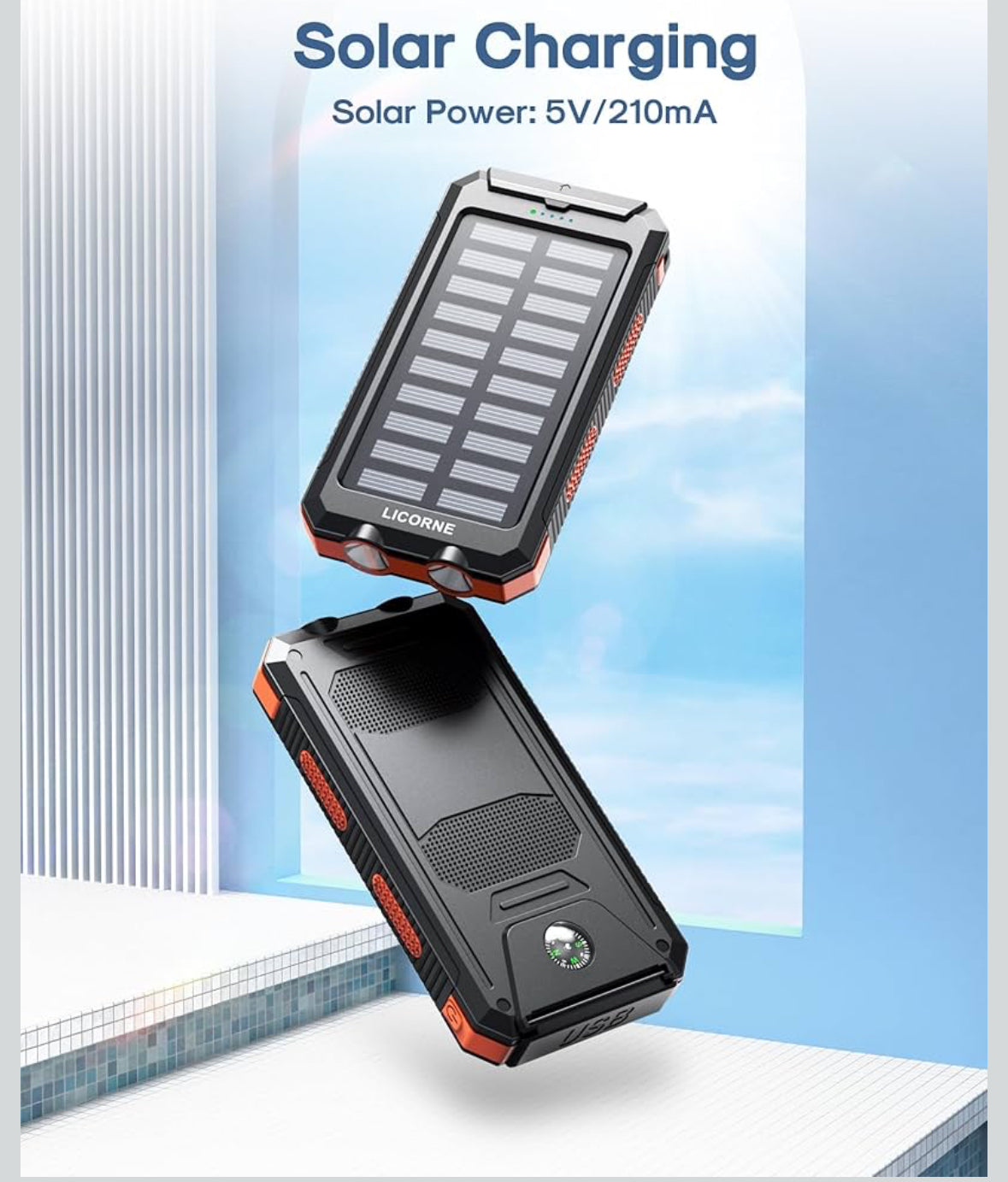 30000mAh Large Capacity Portable Charger | Solar Power Bank with LED Flashlight