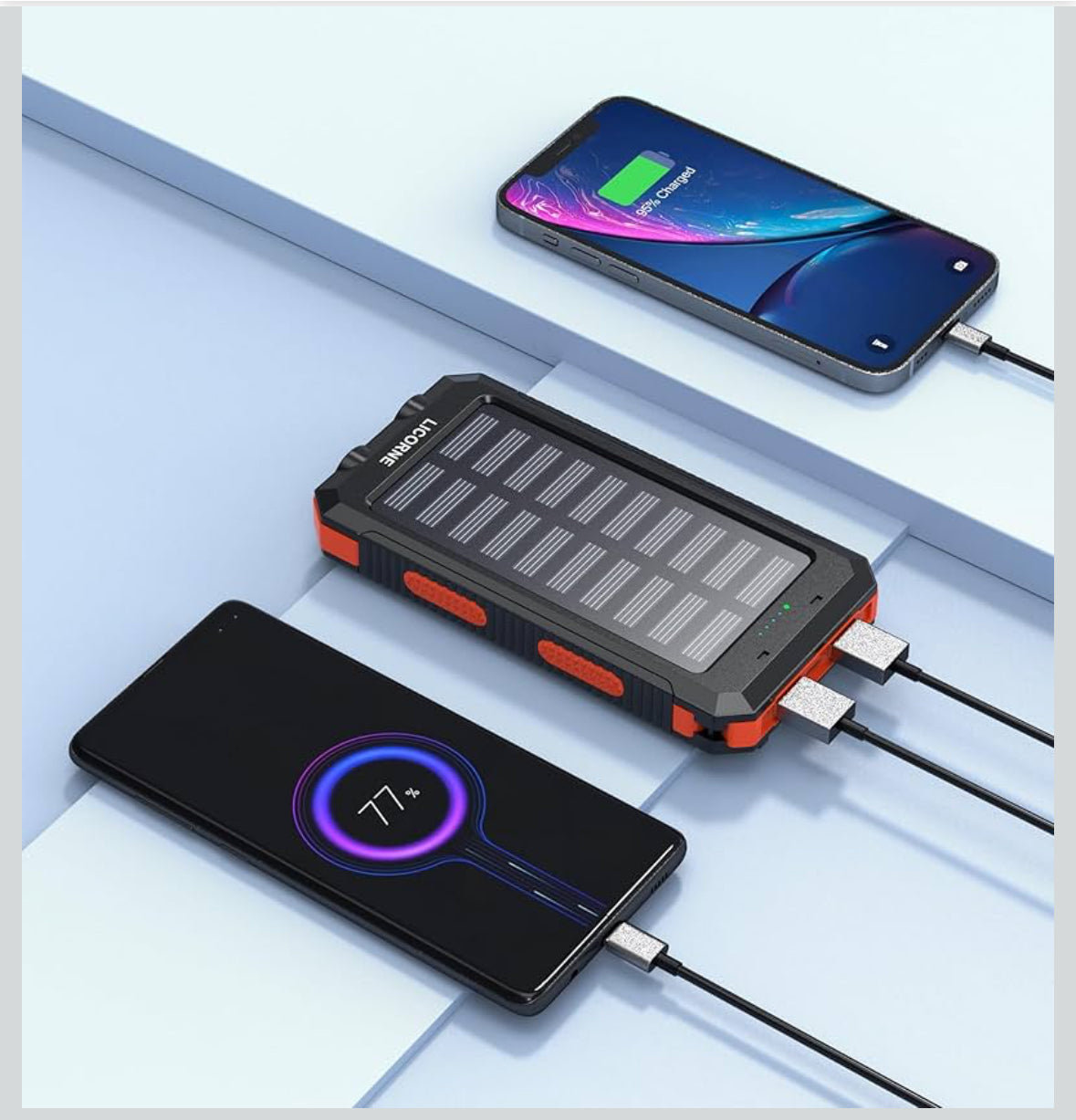 30000mAh Large Capacity Portable Charger | Solar Power Bank with LED Flashlight