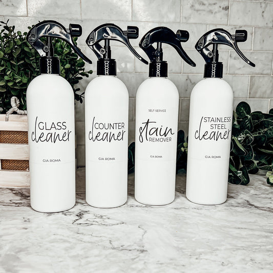 16oz Plastic Spray Bottles With White Or Black Waterproof Labels