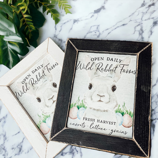 Wild Rabbit Farms Easter Sign 8x10 Framed Rustic Farmhouse Spring Decor Open Daily Fresh Harvest