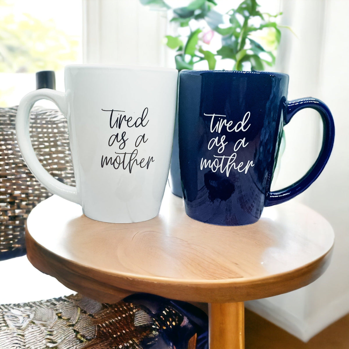 Tired As A Mother Grande Limited Edition Round 2 Mug Gift For Mom Navy Royal Blue Or White