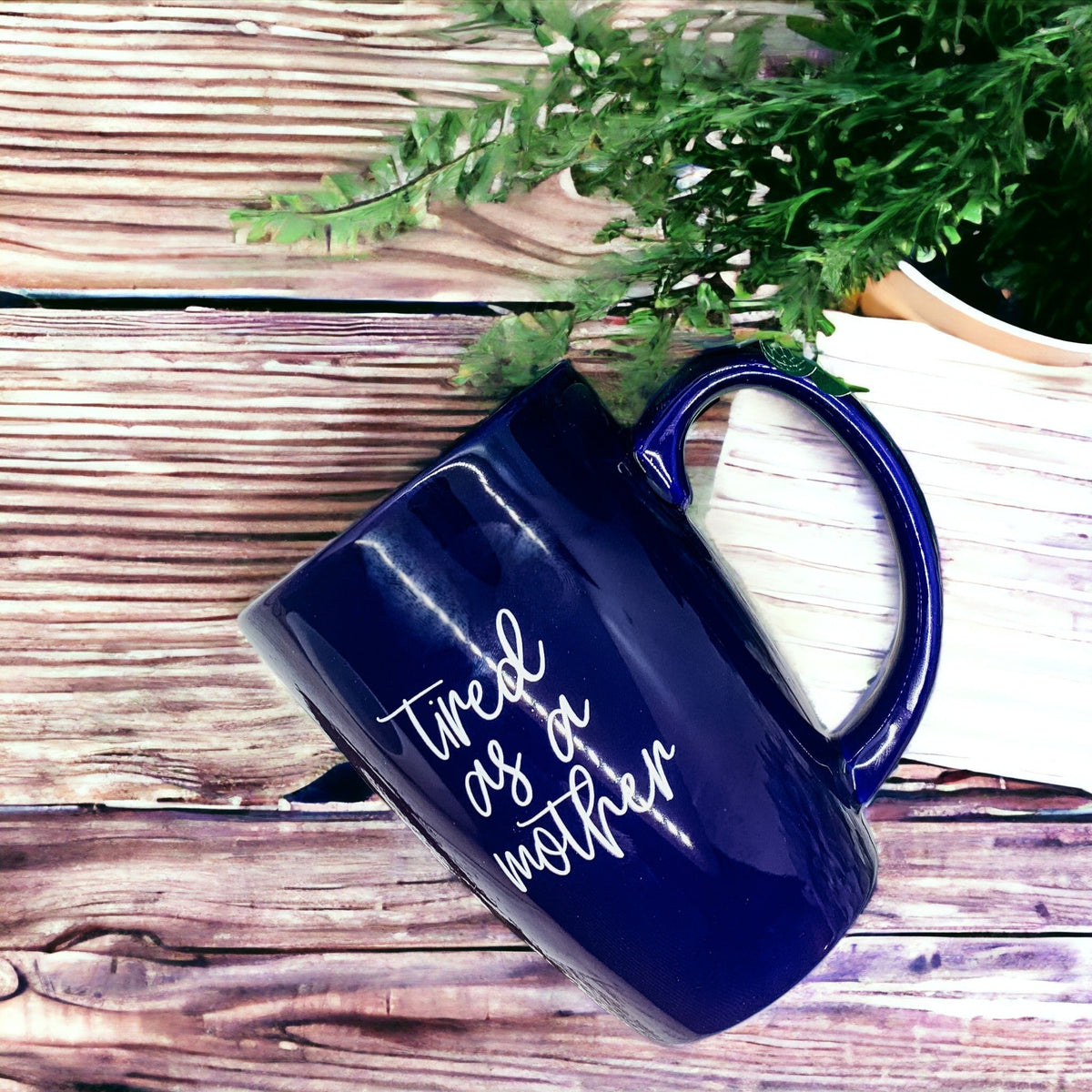 Tired As A Mother Grande Limited Edition Round 2 Mug Gift For Mom Navy Royal Blue Or White