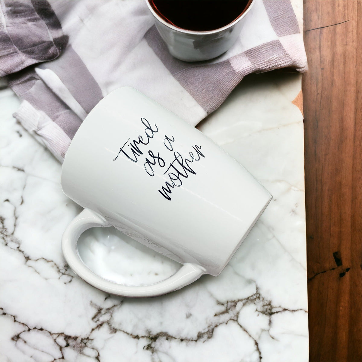 Tired As A Mother Grande Limited Edition Round 2 Mug Gift For Mom Navy Royal Blue Or White