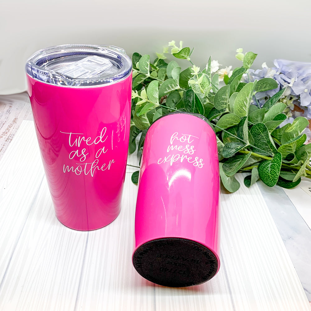 Hot Mess Pink 18oz Stainless Steel Travel Mug Vacuum Insulated Coffee Cup