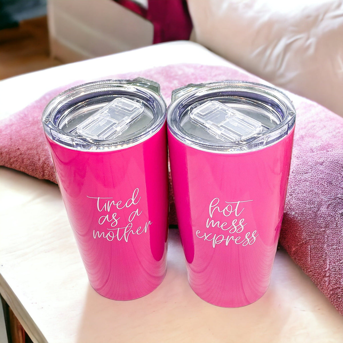 Hot Mess Pink 18oz Stainless Steel Travel Mug Vacuum Insulated Coffee Cup